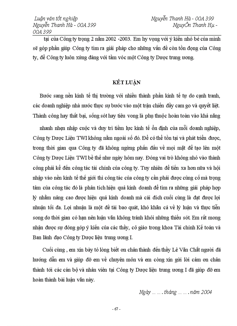 image for page Lợi nhuận và một số biện pháp tài chính nhằm tăng lợi nhuận tại Công ty Dược Liệu TW I