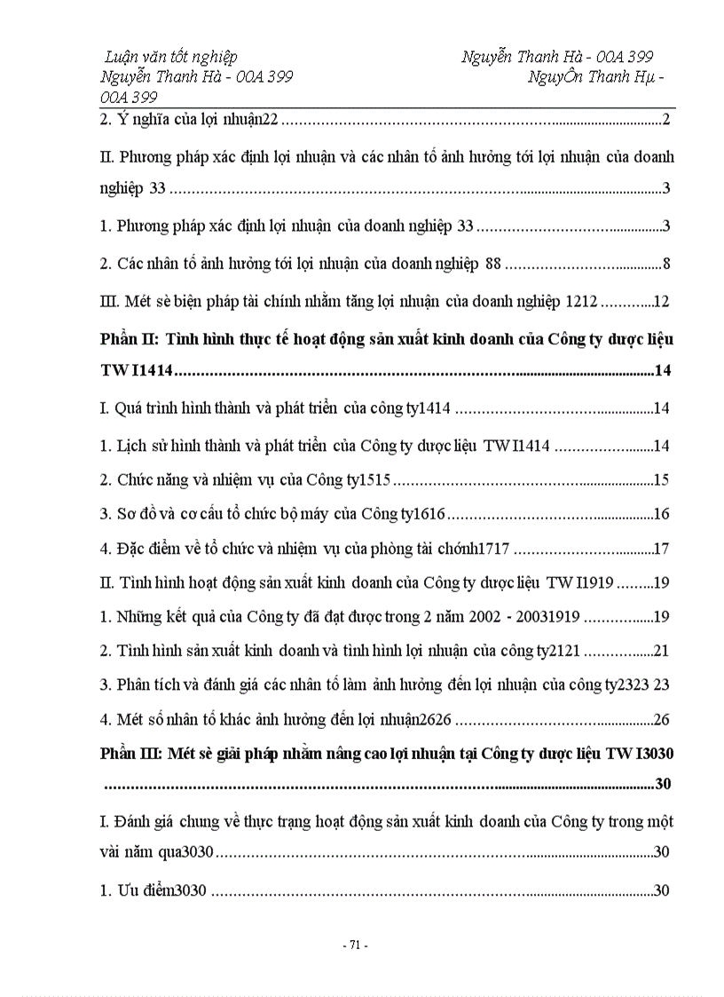 image for page Lợi nhuận và một số biện pháp tài chính nhằm tăng lợi nhuận tại Công ty Dược Liệu TW I