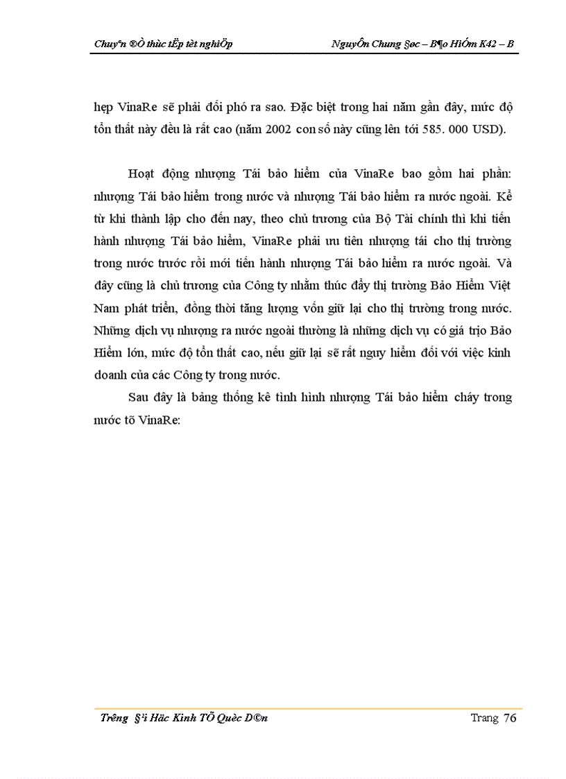 image for page Thực trạng kinh doanh nghiệp vụ Tái bảo hiểm cháy ở Công ty Tái bảo hiểm Quốc gia Việt Nam