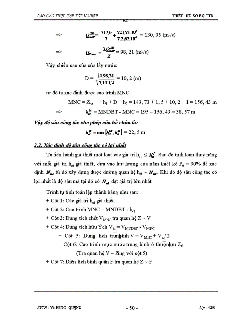 image for page Thiết kế sơ bộ trạm thuỷ điện k2