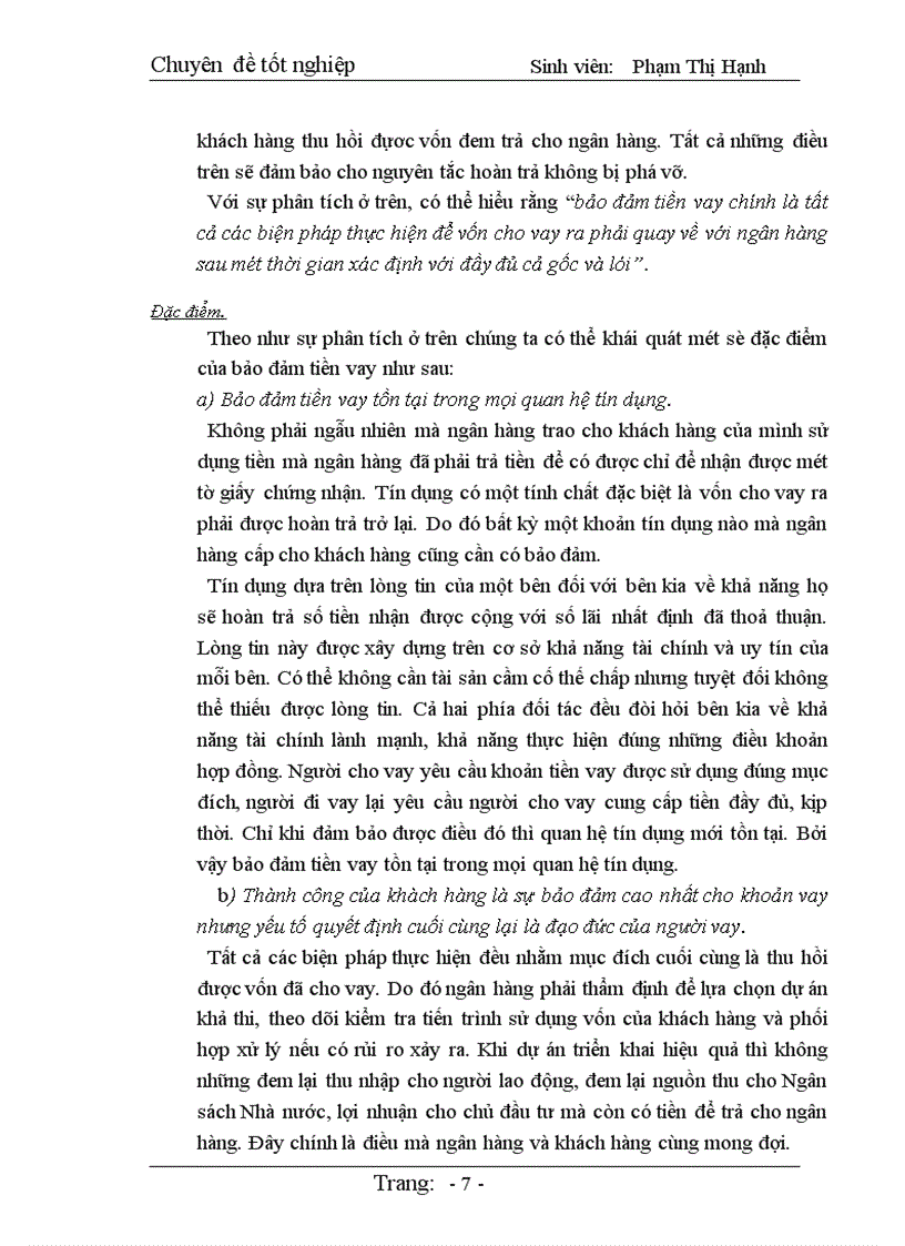 image for page Một số vấn đề về bảo đảm tiền vay trong cho vay của ngân hàng thương mại , nghiên cứư tại chi nhánh ngân hàng công thương Thanh Xuân.