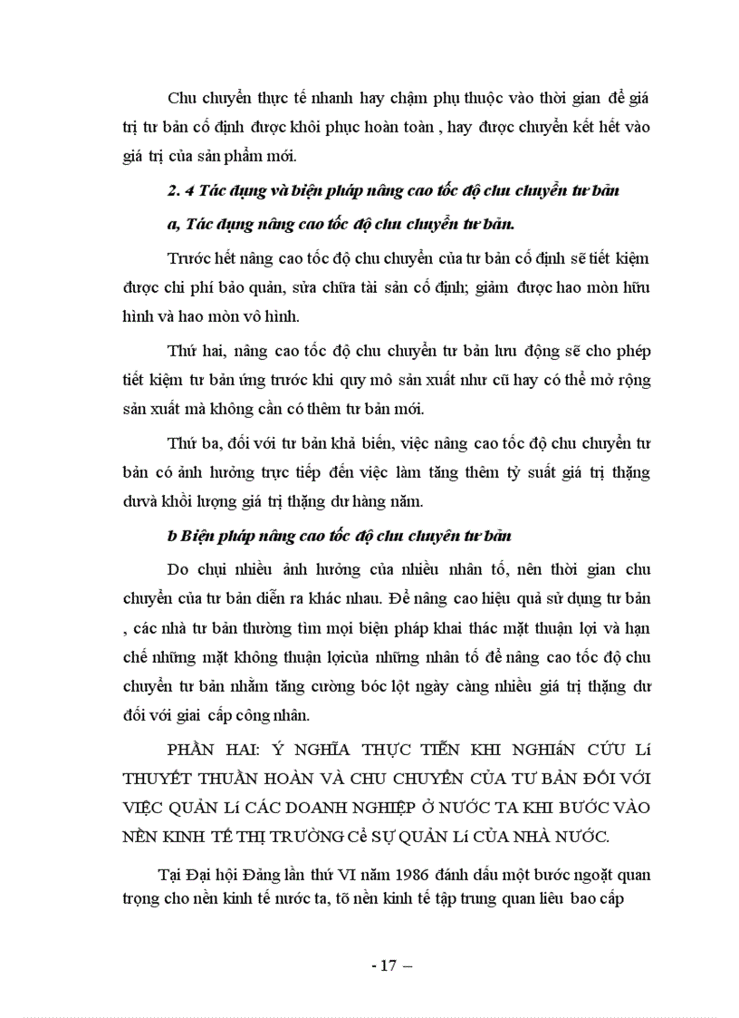 image for page Ýnghĩa thực tiễn khi nghiên cứu lý thuyết thuần hoàn và chu chuyển của tư bản đối với việc quản lý các doanh nghiệp ở nước ta khi bước vào nền kinh tế thị trường có sự quản lý của Nhà nước.