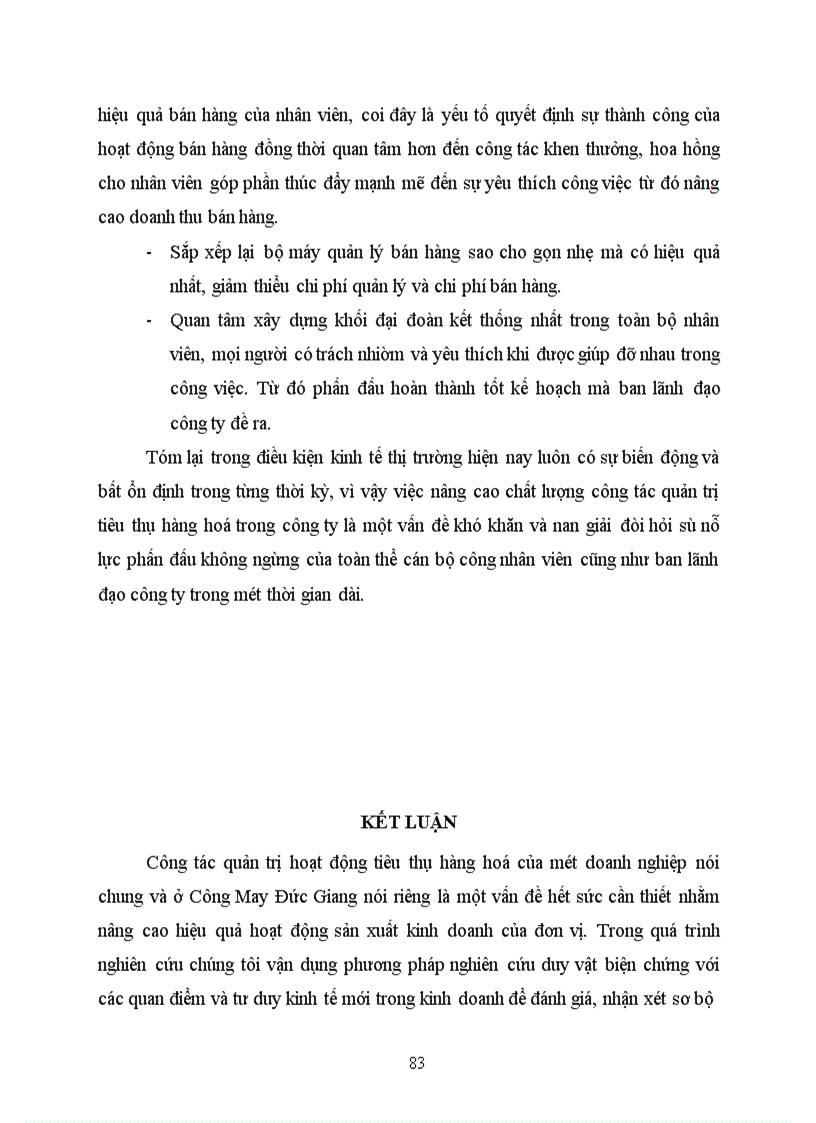 image for page Nâng cao chất lượng công tác quản trị tiêu thụ hàng hoá theo chức năng ở Công ty May Đức Giang