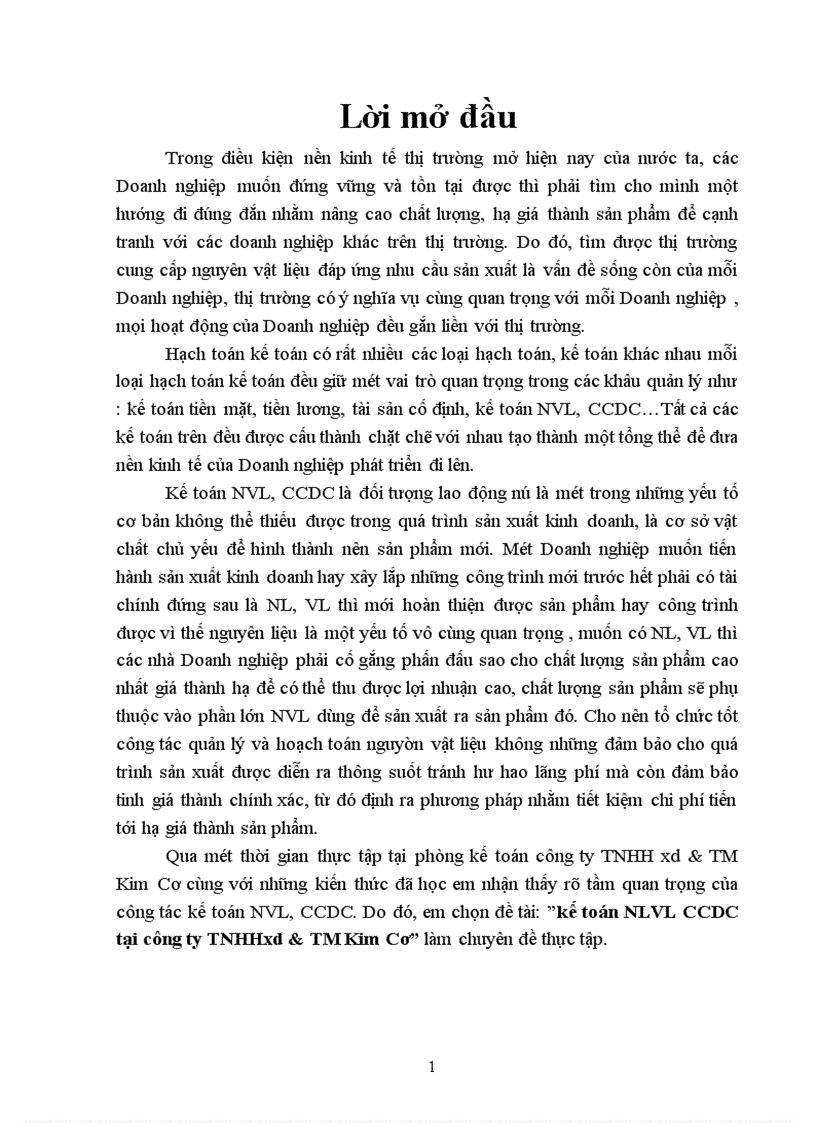 image for page Kế toán NLVL CCDC tại công ty TNHHxd&TM Kim Cơ