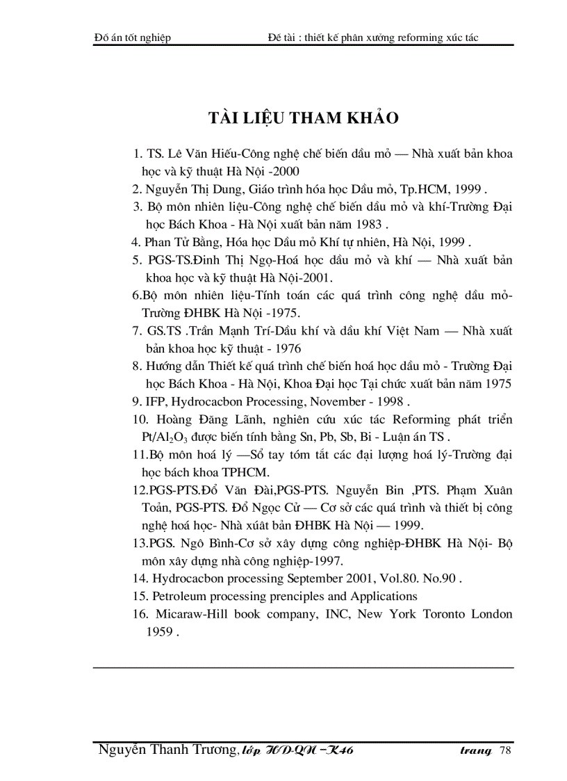 image for page Đề tài : thiết kế phân xưởng reforming xúc tác