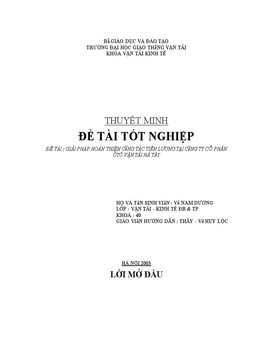 image for page Giải pháp hoàn thiện công tác tiền lương tại công ty cổ phần ôtô vận tải Hà Tây