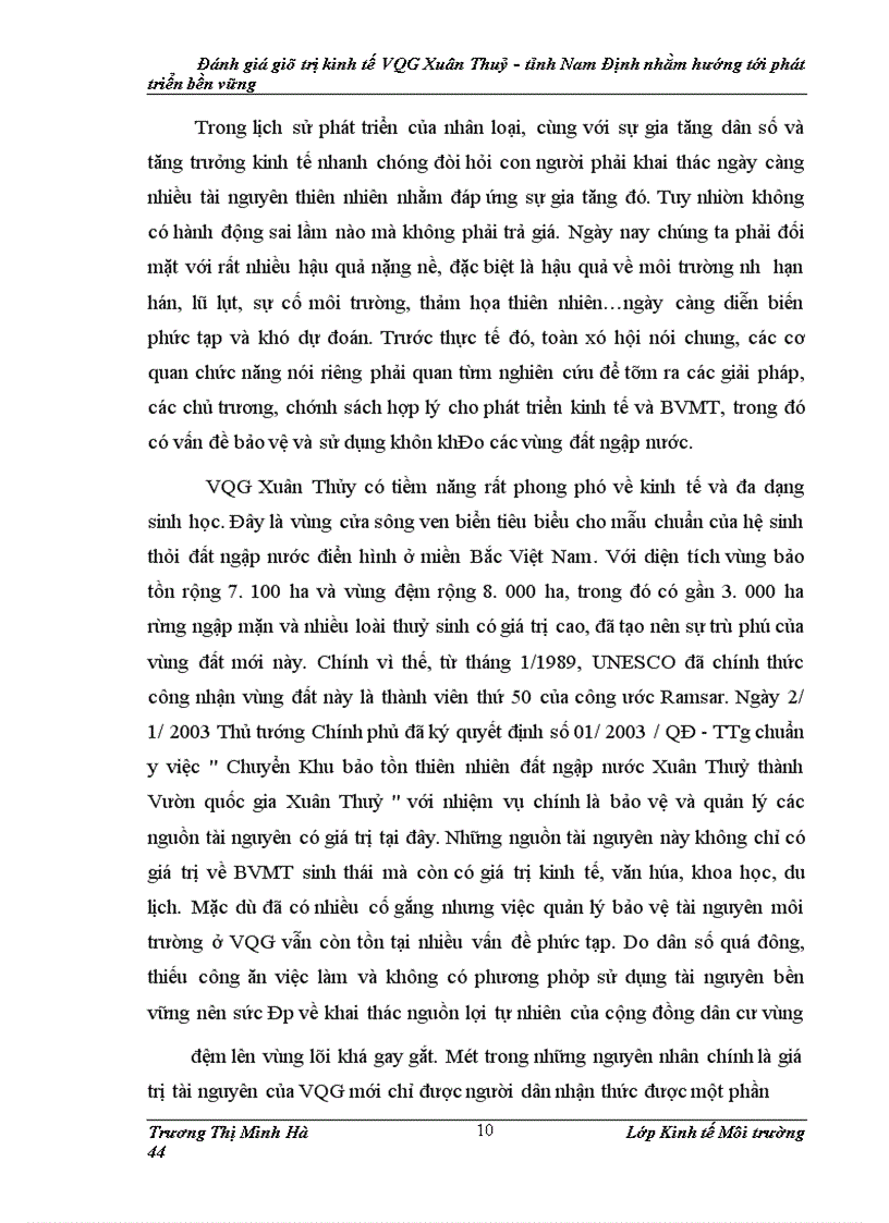 image for page Đánh giá giá trị kinh tế của Vườn quốc gia Xuân Thủy – tỉnh Nam Định nhằm hướng tới phát triển bền vững