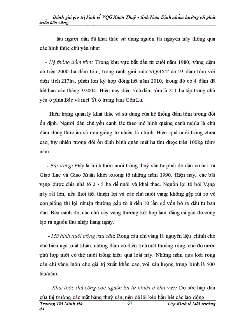 image for page Đánh giá giá trị kinh tế của Vườn quốc gia Xuân Thủy – tỉnh Nam Định nhằm hướng tới phát triển bền vững