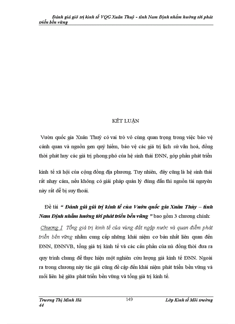 image for page Đánh giá giá trị kinh tế của Vườn quốc gia Xuân Thủy – tỉnh Nam Định nhằm hướng tới phát triển bền vững