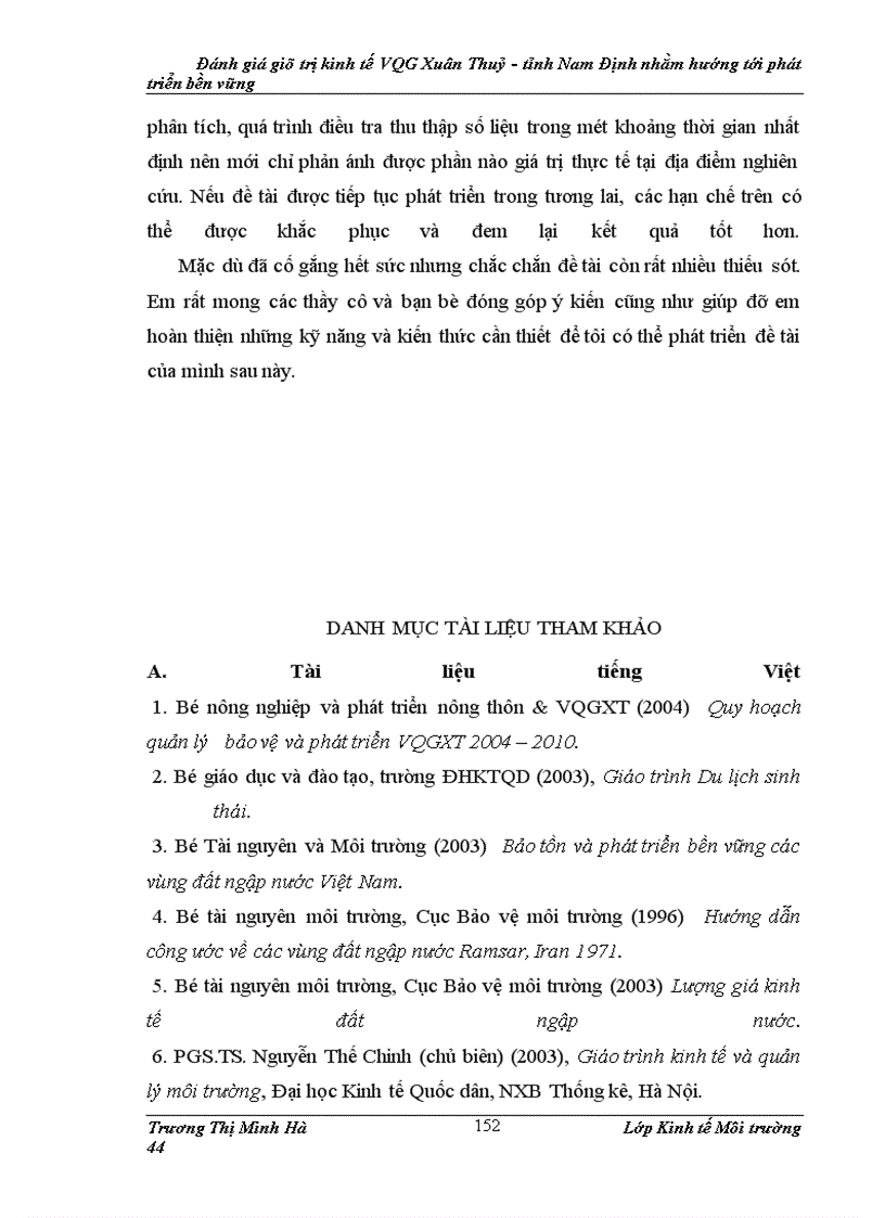 image for page Đánh giá giá trị kinh tế của Vườn quốc gia Xuân Thủy – tỉnh Nam Định nhằm hướng tới phát triển bền vững