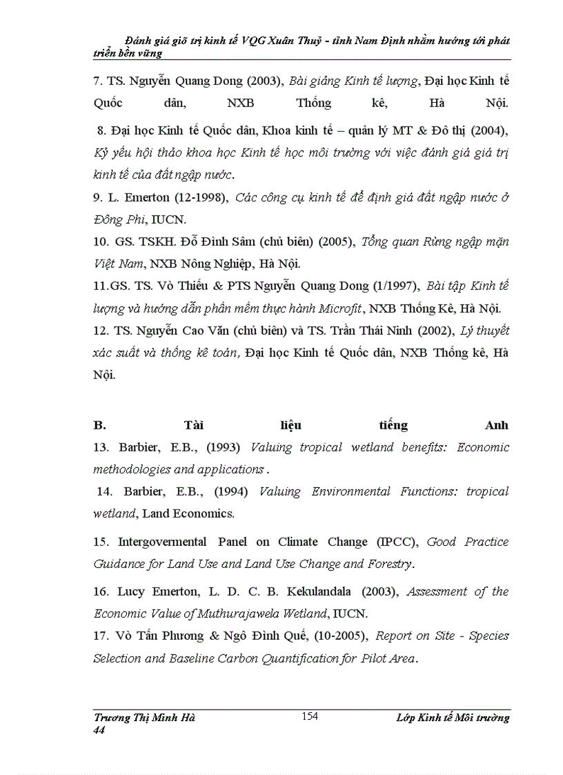 image for page Đánh giá giá trị kinh tế của Vườn quốc gia Xuân Thủy – tỉnh Nam Định nhằm hướng tới phát triển bền vững