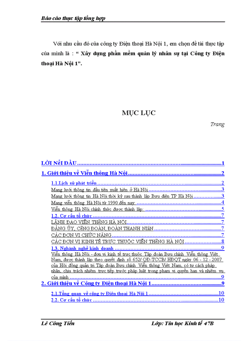 image for page Xây dựng phần mềm quản lý nhân sự tại Công ty Điện thoại Hà Nội 1 – Viễn thông Hà Nội