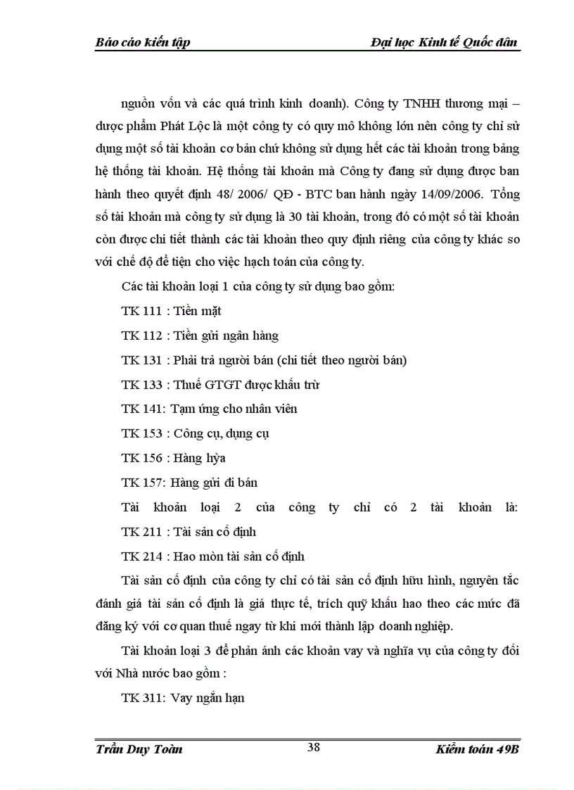 image for page Thực trạng kế toán tại Công ty TNHH thương mại – dược phẩm Phát Lộc.