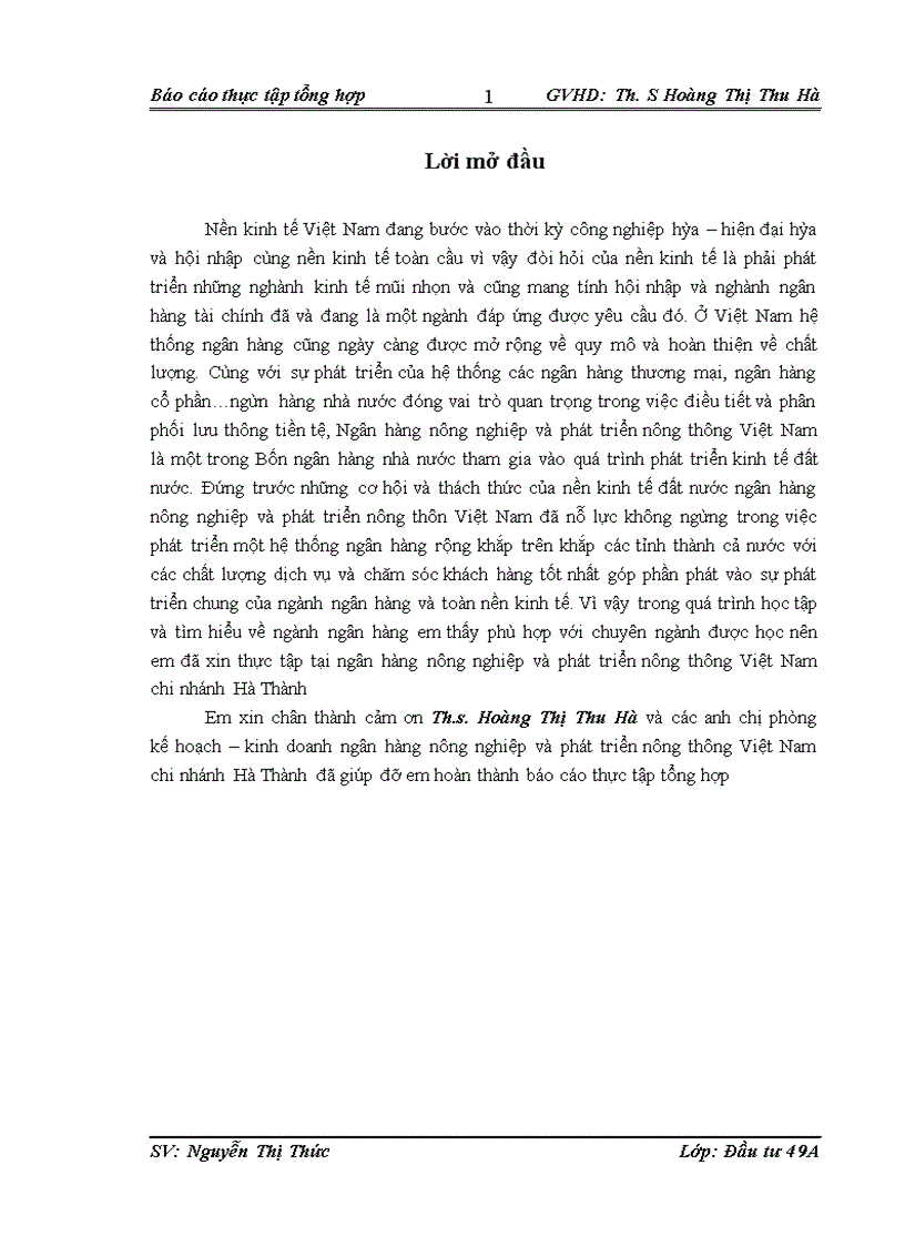 image for page Báo cáo thực tập tại NHNN&PTNT Hà Thành.