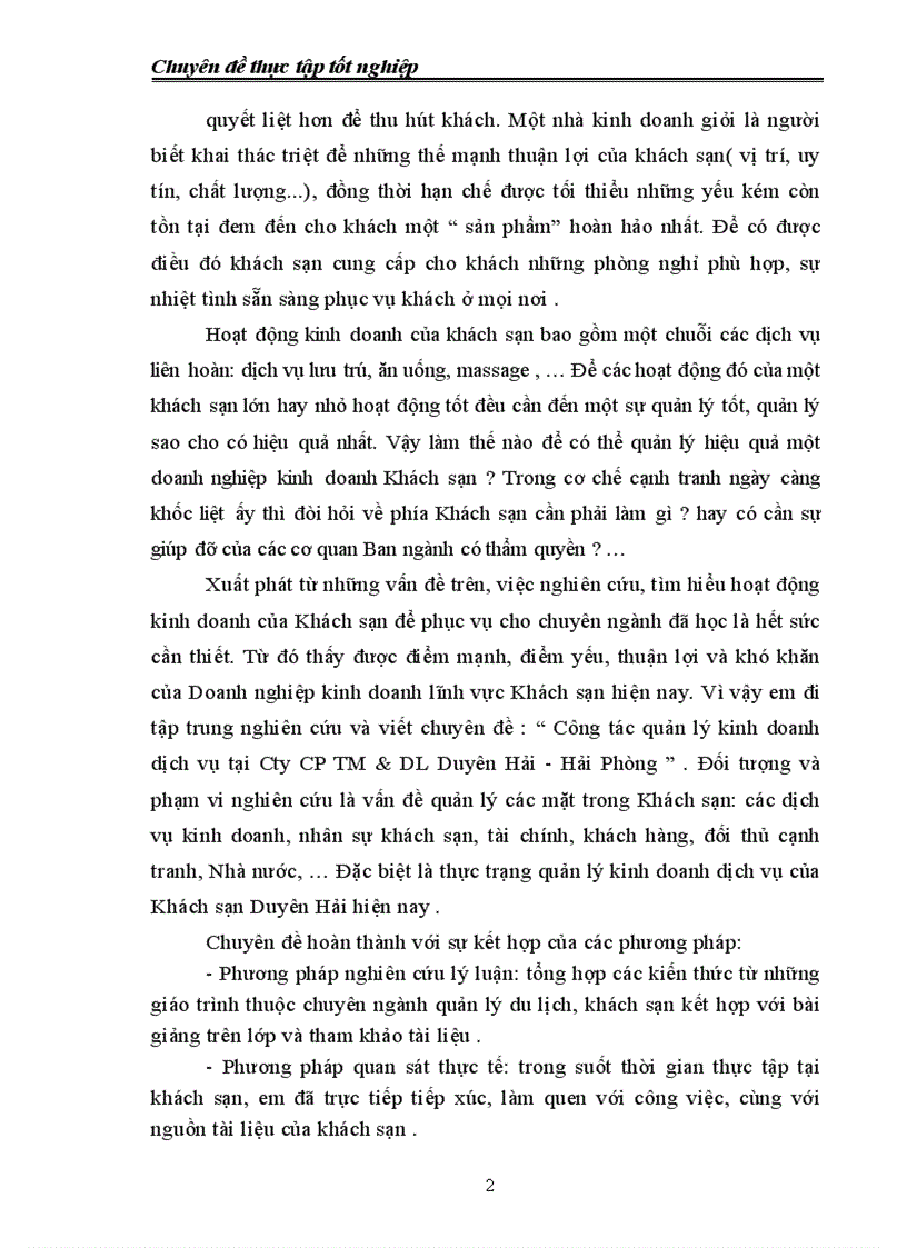 image for page Công tác quản lý kinh doanh dịch vụ tại Cty CP TM & DL Duyên Hải - Hải Phòng