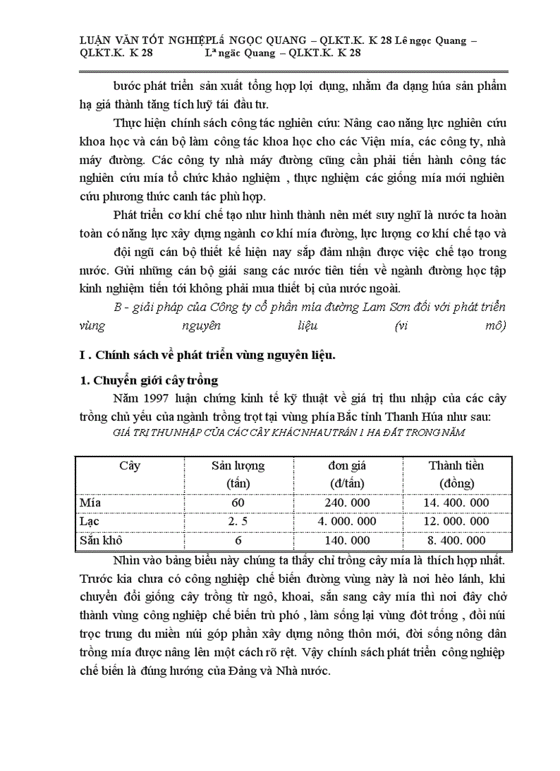 image for page Một số giải pháp cơ bản về phát triển vùng Nguyên liệu Công ty Cổ phần mía đường Lam Sơn