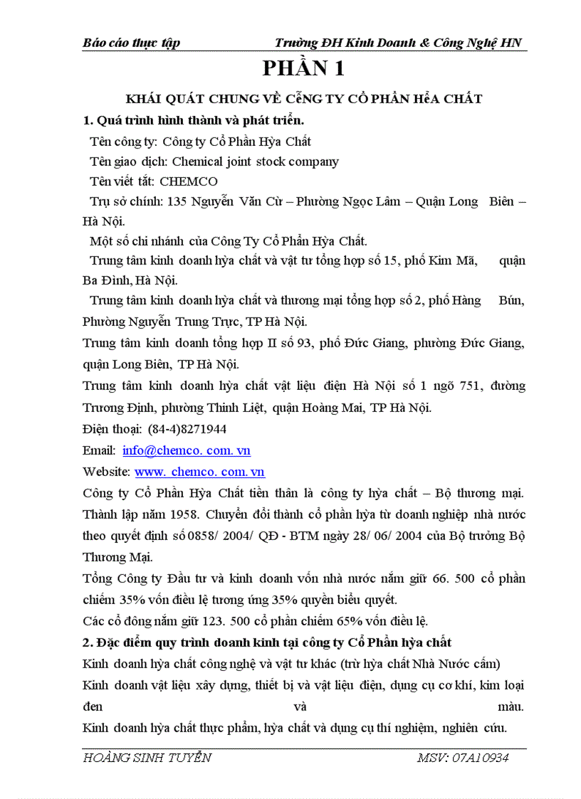 image for page Thực tế công tác kế toán tại công ty cổ phần hóa chất