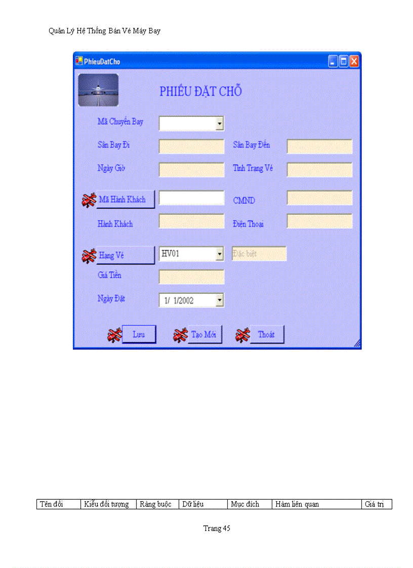 image for page Phần Mềm Quản Lý Bán Vé Chuyến Bay