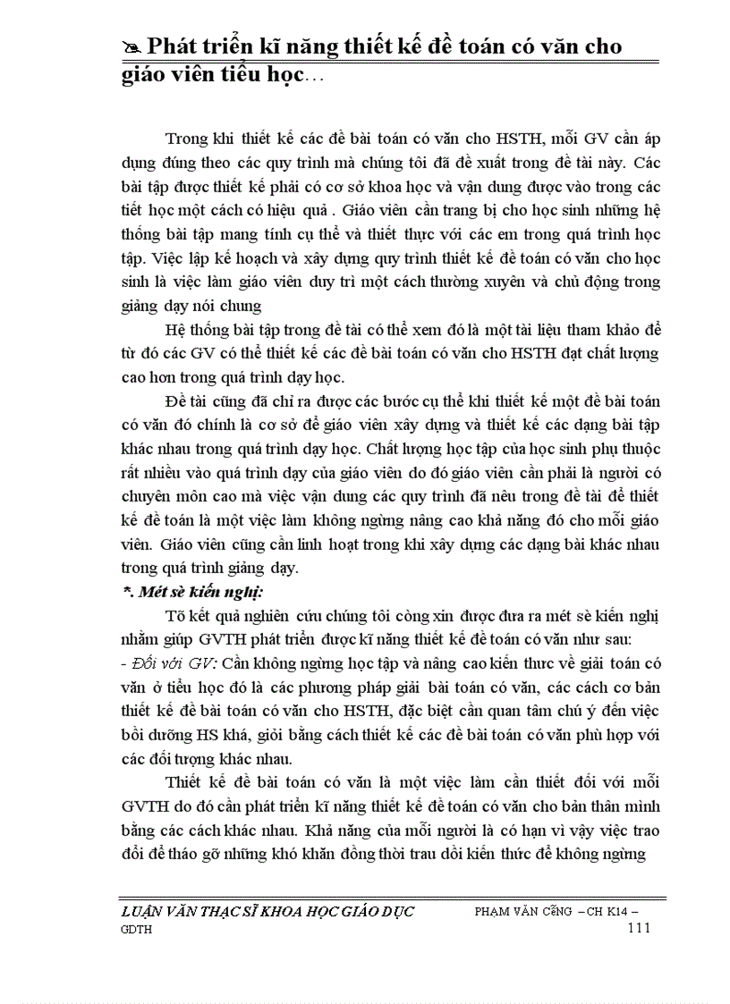 image for page Phát triển kĩ năng thiết kế đề toán có văn cho GV tiểu học qua việc khai thác bài toán Tìm số trung bình cộng ở lớp 4