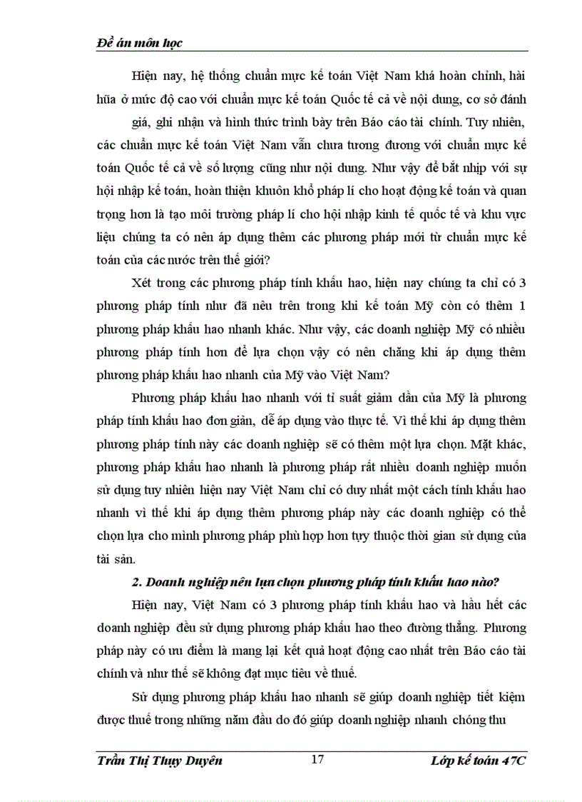 image for page Đề án môn học Có nên áp dụng thêm phương pháp khấu hao nhanh của Mỹ vào Việt Nam hiện nay?