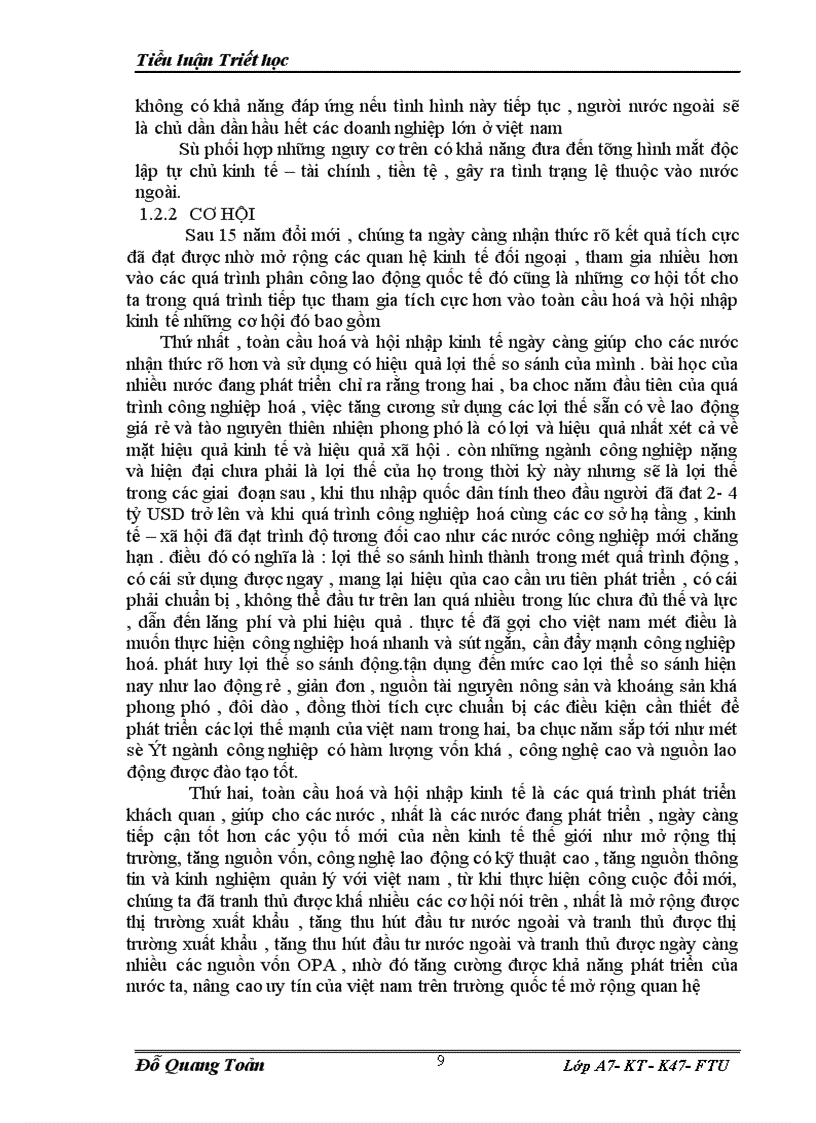 image for page Tiểu luận Triết học: Phép biện chứng về mối liên hệ phổ biến và vận dụng phần tích mối liên hệ giữa xây dựng nền kinh tế độc lập, tự chủ với chủ - Động hội nhập kinh tế quốc tế.