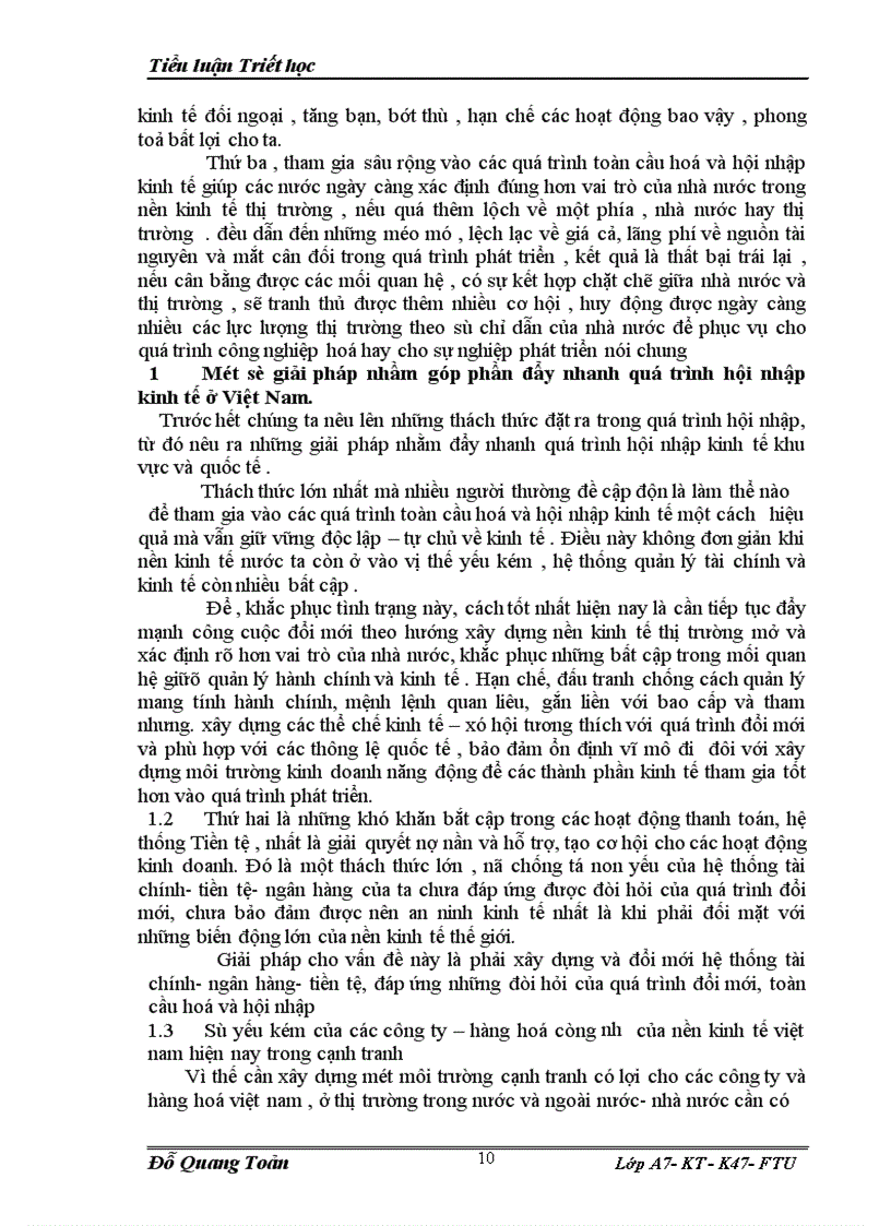 image for page Tiểu luận Triết học: Phép biện chứng về mối liên hệ phổ biến và vận dụng phần tích mối liên hệ giữa xây dựng nền kinh tế độc lập, tự chủ với chủ - Động hội nhập kinh tế quốc tế.