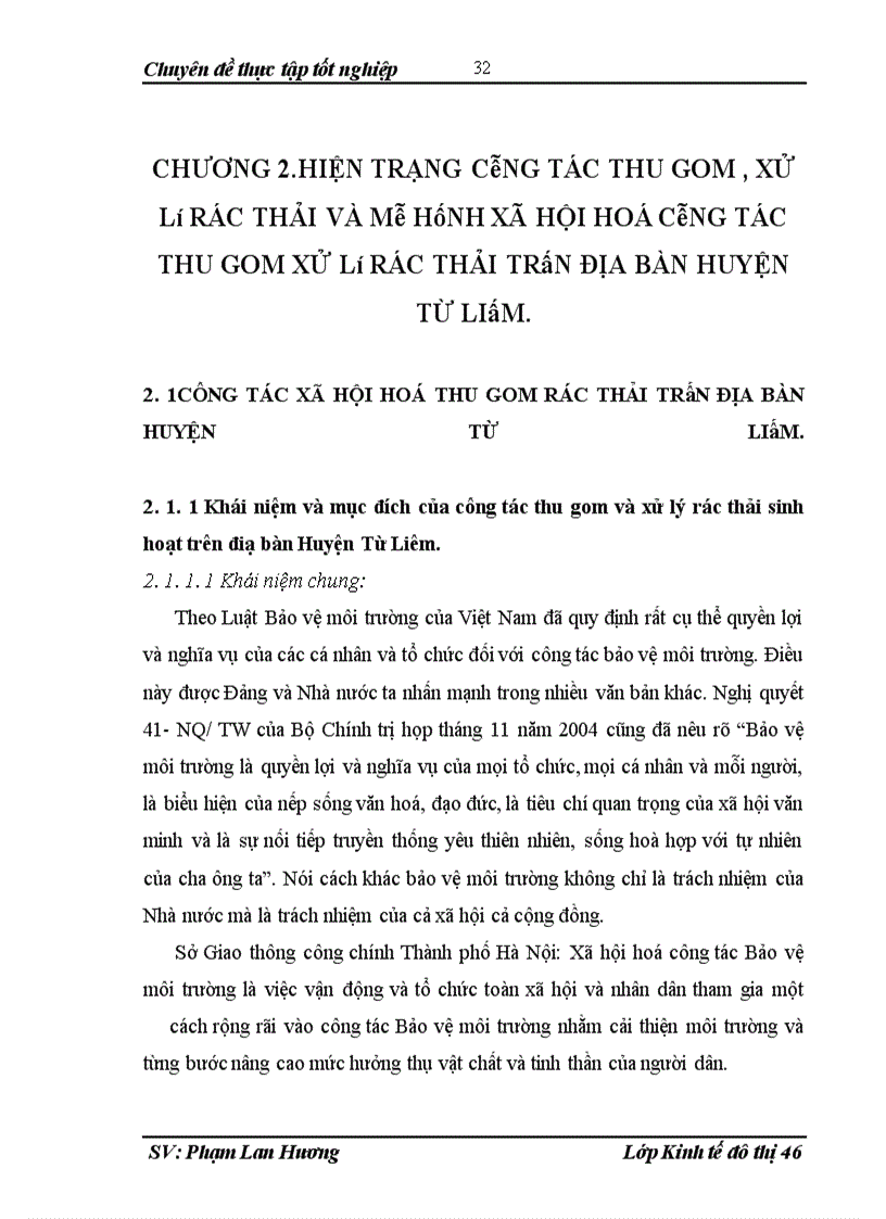 image for page Giải pháp xã hội hoá công tác thu gom và xử lý rác thải sinh hoạt trên địa bàn huyện từ liêm – hà nội