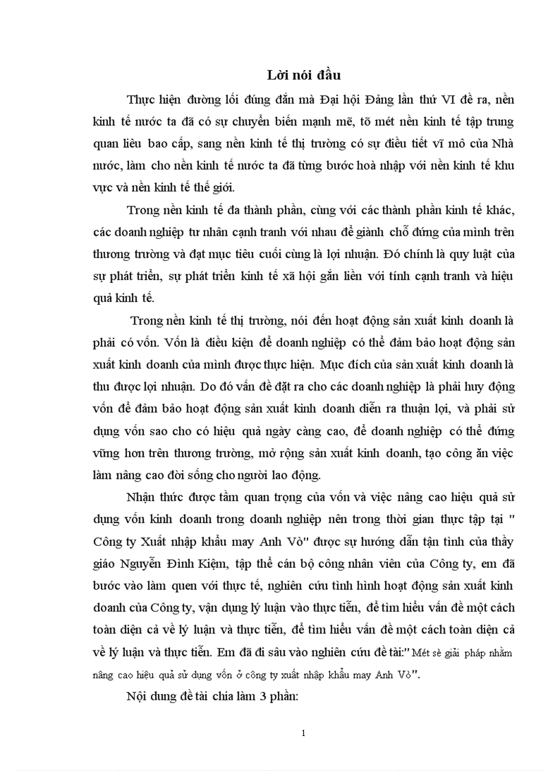 image for page Một số giải pháp nhằm nâng cao hiệu quả sử dụng vốn ở công ty xuất nhập khẩu may Anh Vũ