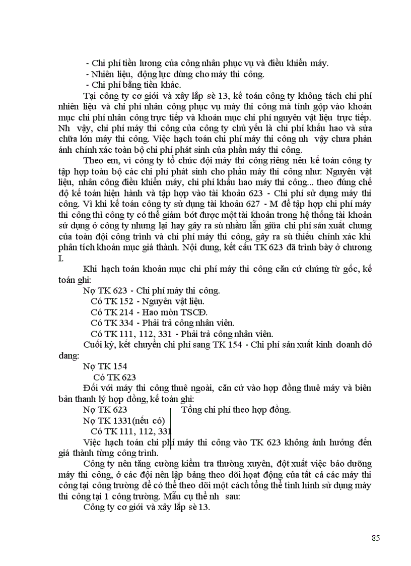 image for page Hoàn thiện kế toán chi phí sản xuất và tính giá thành sản phẩm xây lắp tại công ty cơ giới và xây lắp số 13