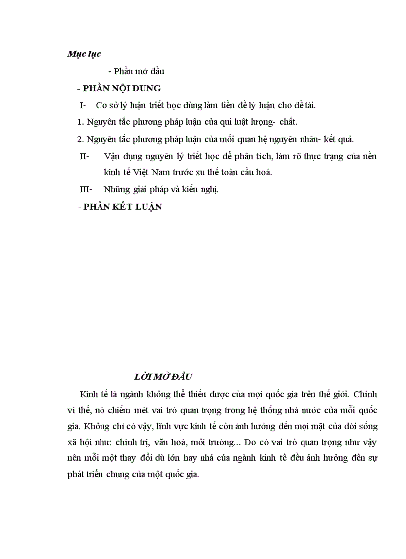 image for page Vận dụng nguyên lý triết học để phân tích, làm rõ thực trạng của nền kinh tế Việt Nam trước xu thế toàn cầu hoá.