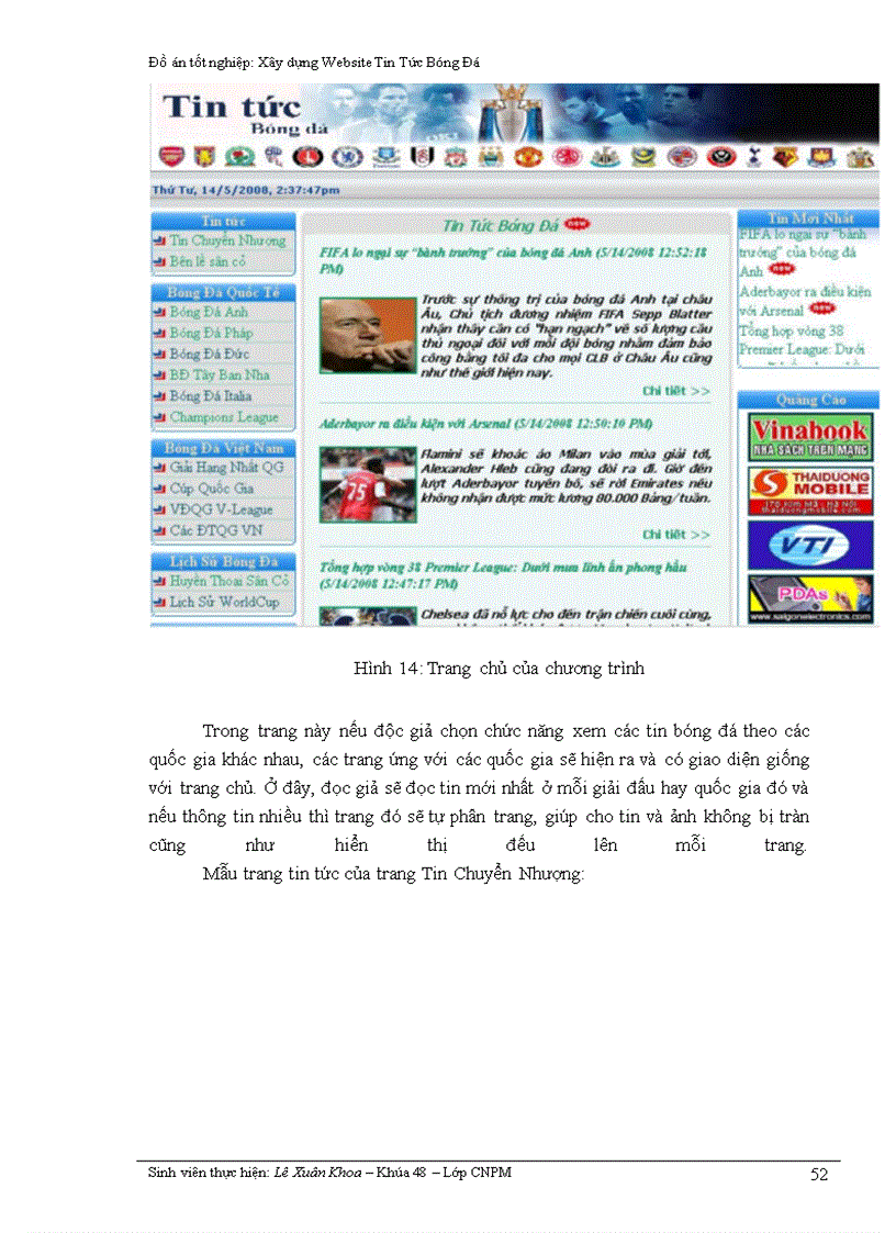 image for page Xây dựng Website Tin Tức Bóng Đá