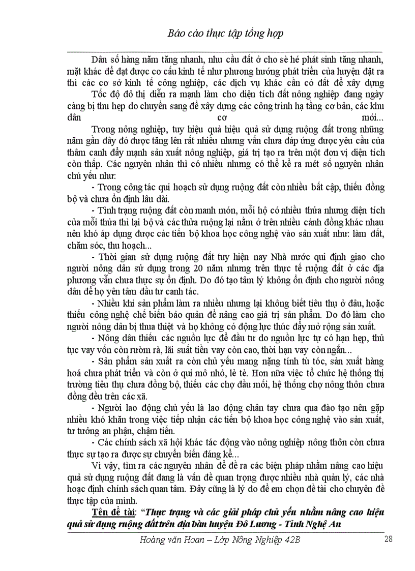 image for page Thực trạng và các giải pháp chủ yếu nhằm nâng cao hiệu quả sử dụng ruộng đất trên địa bàn huyện Đô Lương - Tỉnh Nghệ An