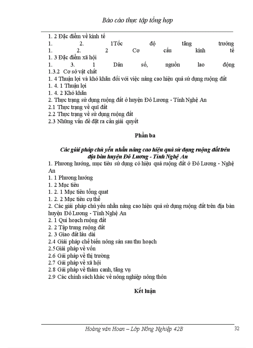 image for page Thực trạng và các giải pháp chủ yếu nhằm nâng cao hiệu quả sử dụng ruộng đất trên địa bàn huyện Đô Lương - Tỉnh Nghệ An