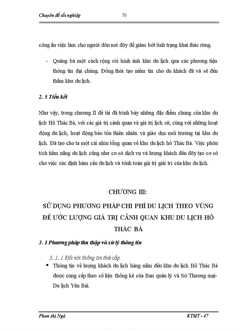 image for page Lượng giá giá trị cảnh quan khu du lịch hồ thác bà bằng phương pháp chi phí du lịch