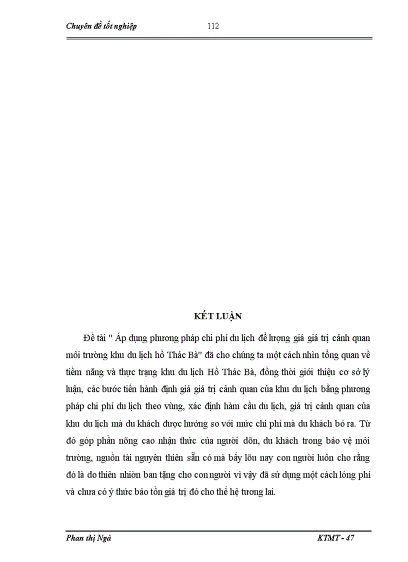image for page Lượng giá giá trị cảnh quan khu du lịch hồ thác bà bằng phương pháp chi phí du lịch