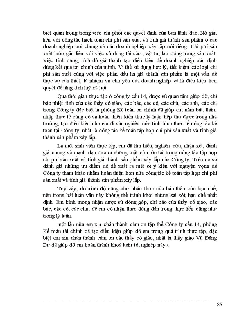 image for page Tổ chức công tác tập hợp chi phí sản xuất và tính giá thành sản phẩm ở công ty cầu 14