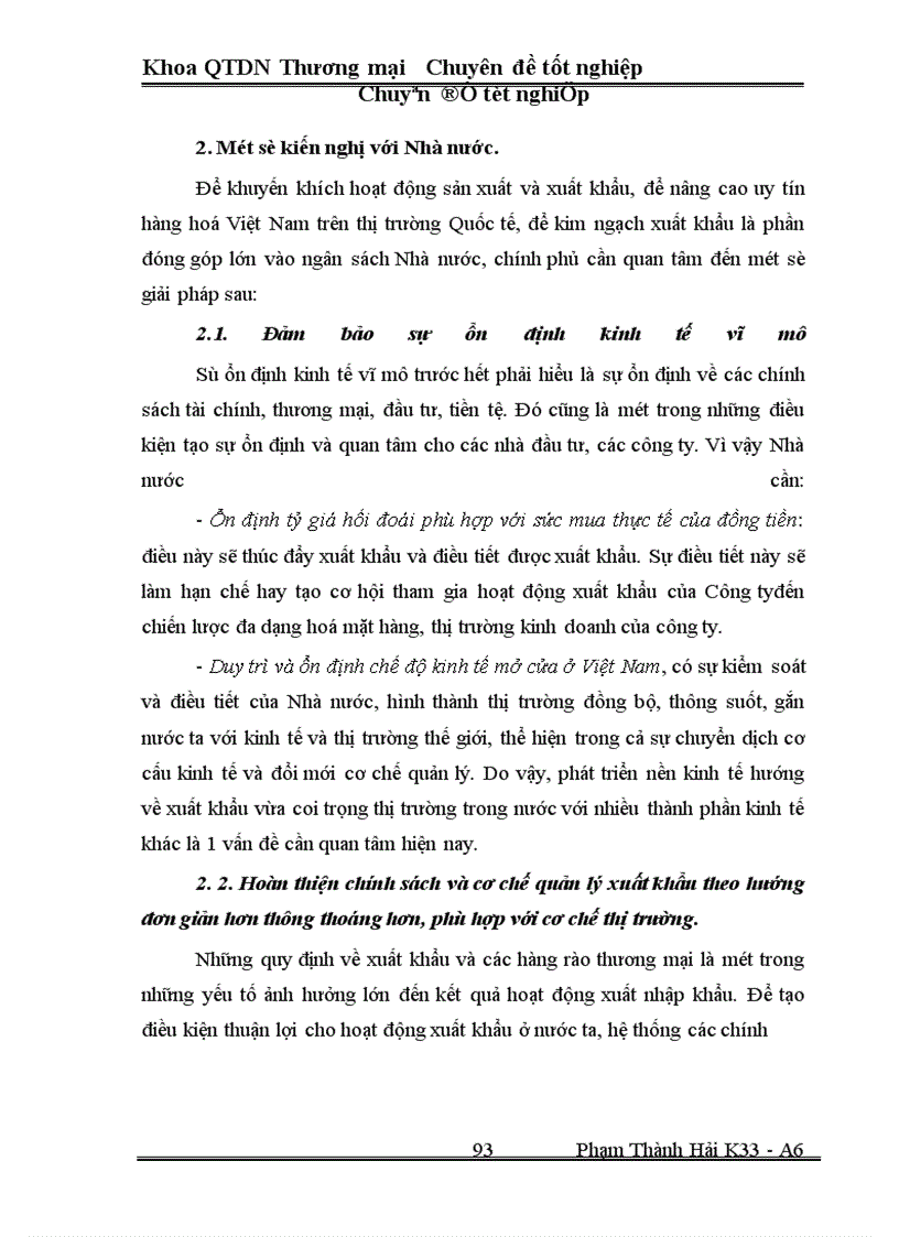 image for page Một số Biện pháp thúc đẩy hoạt động xuất khẩu ở Công ty xuất nhập khẩu Hà Tây