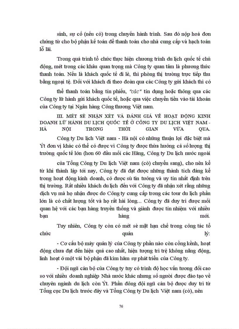 image for page Một số vấn đề về lữ hành du lịch và tình hình kinh doanh lữ hành quốc tế ở Công ty Du lịch Việt nam - Hà nội