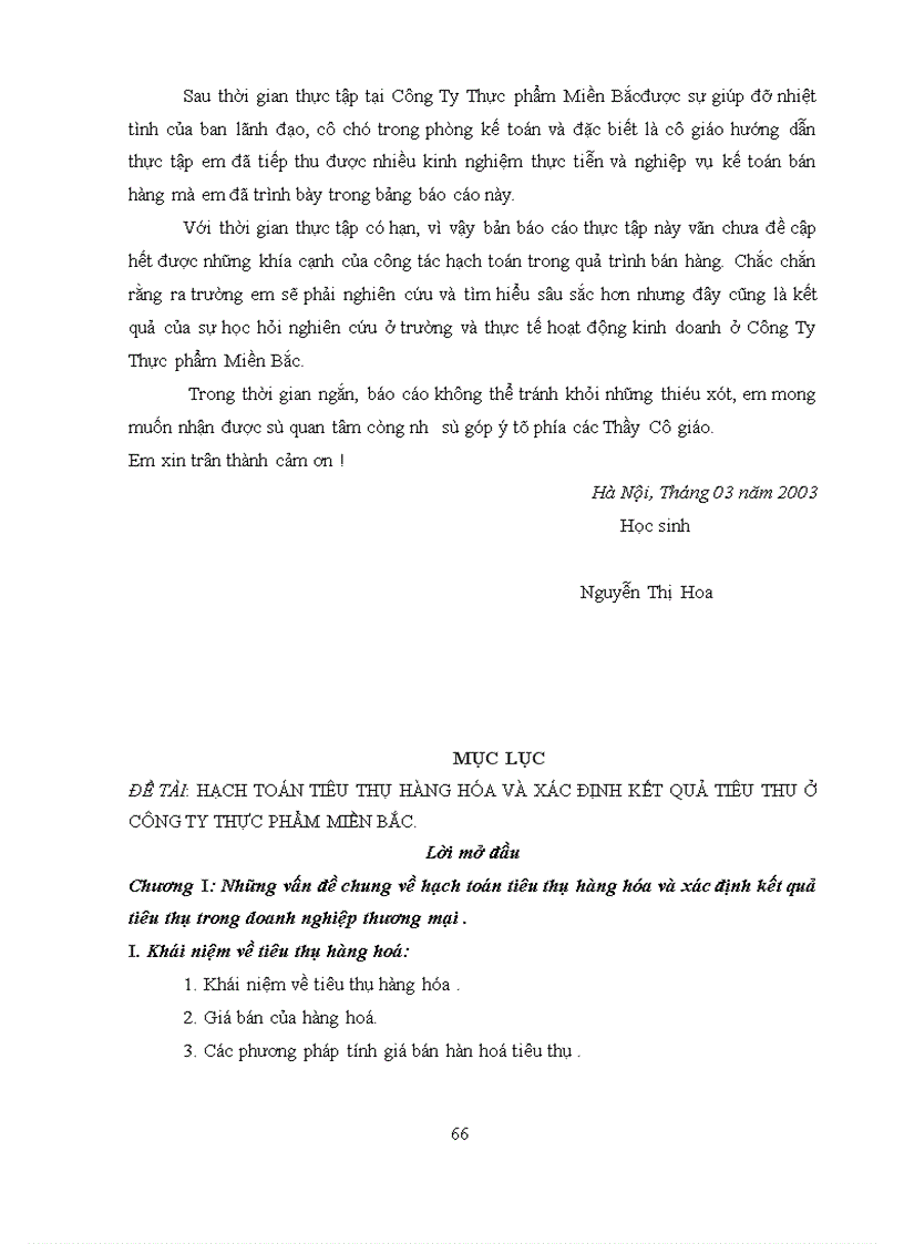 image for page Hạch toán tiêu thụ hàng hóa và xác định kết quả tiêu thụ ở Công Ty Thực phẩm Miền Bắc