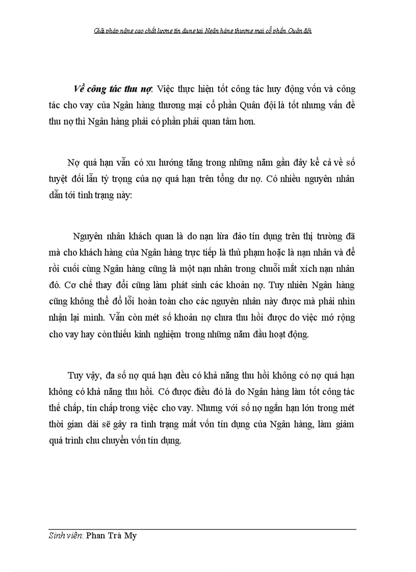 image for page Giải pháp nâng cao chất lượng tín dụng tại Ngân hàng thương mại cổ phần Quân đội