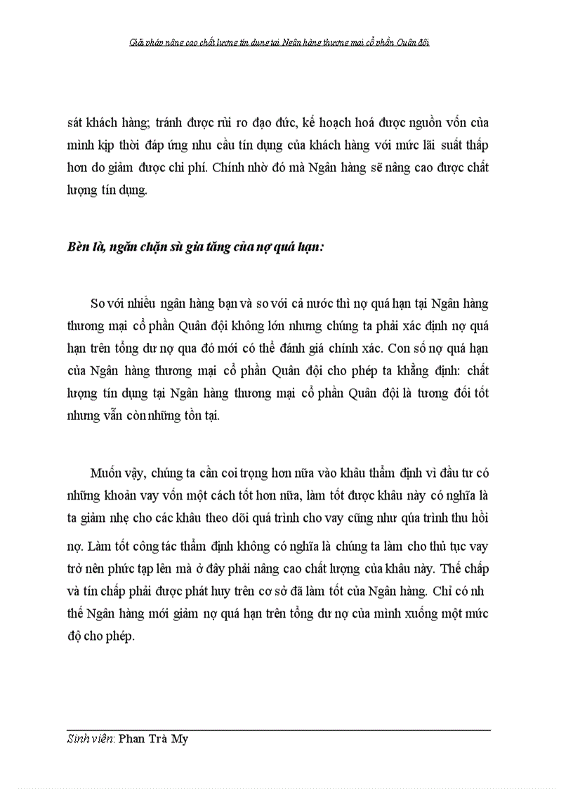 image for page Giải pháp nâng cao chất lượng tín dụng tại Ngân hàng thương mại cổ phần Quân đội