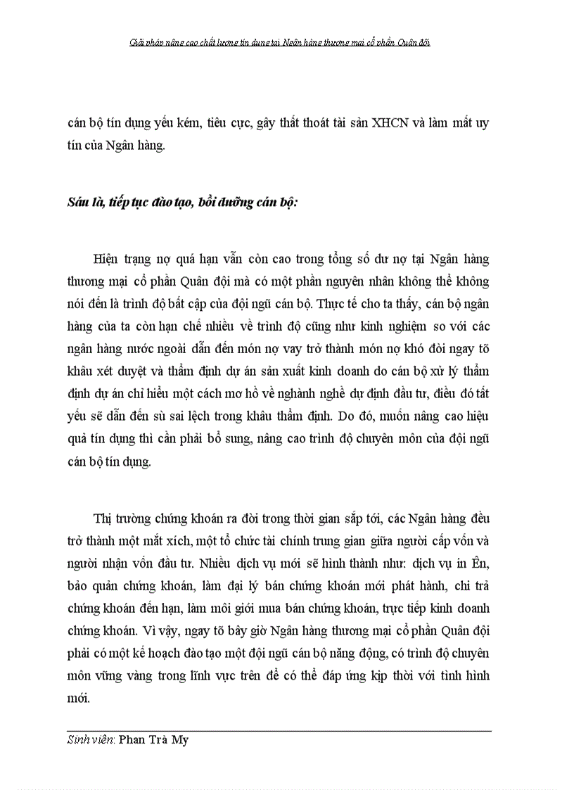 image for page Giải pháp nâng cao chất lượng tín dụng tại Ngân hàng thương mại cổ phần Quân đội