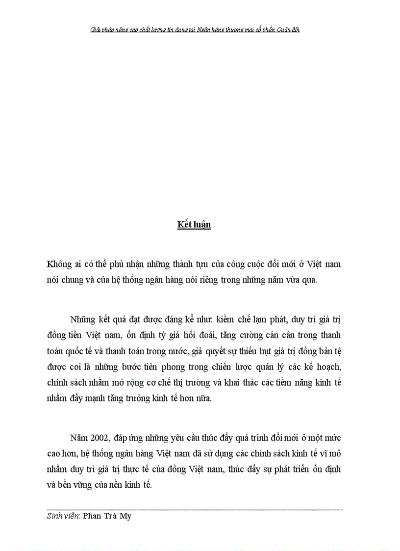 image for page Giải pháp nâng cao chất lượng tín dụng tại Ngân hàng thương mại cổ phần Quân đội