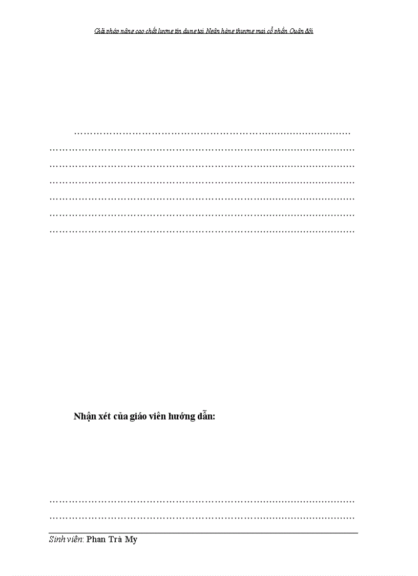 image for page Giải pháp nâng cao chất lượng tín dụng tại Ngân hàng thương mại cổ phần Quân đội