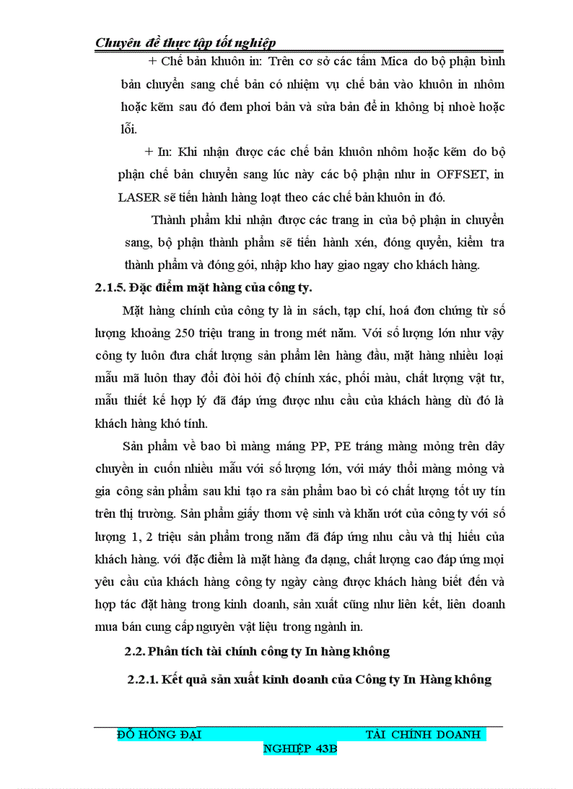 image for page Phân tích tài chính Công ty In hàng không