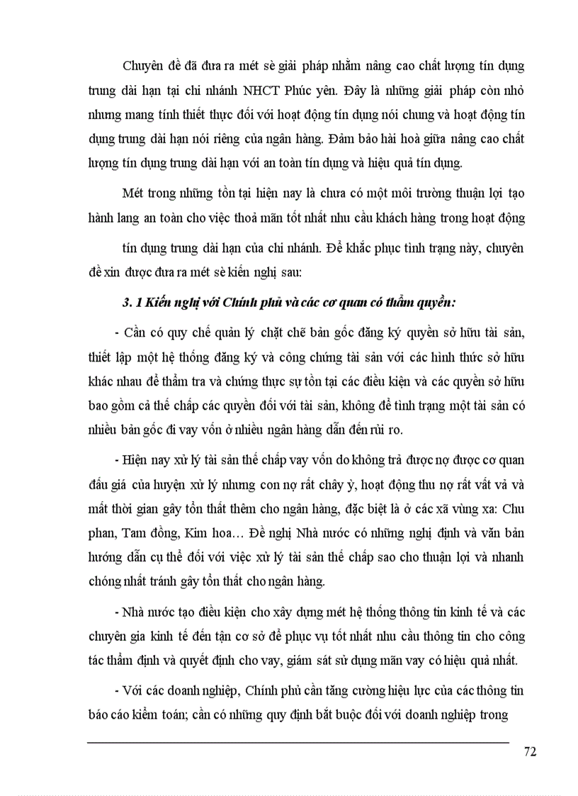image for page Một số giải pháp nâng cao chất lượng tín dụng trung, dài hạn tại Ngân hàng Công thương Phúc Yên