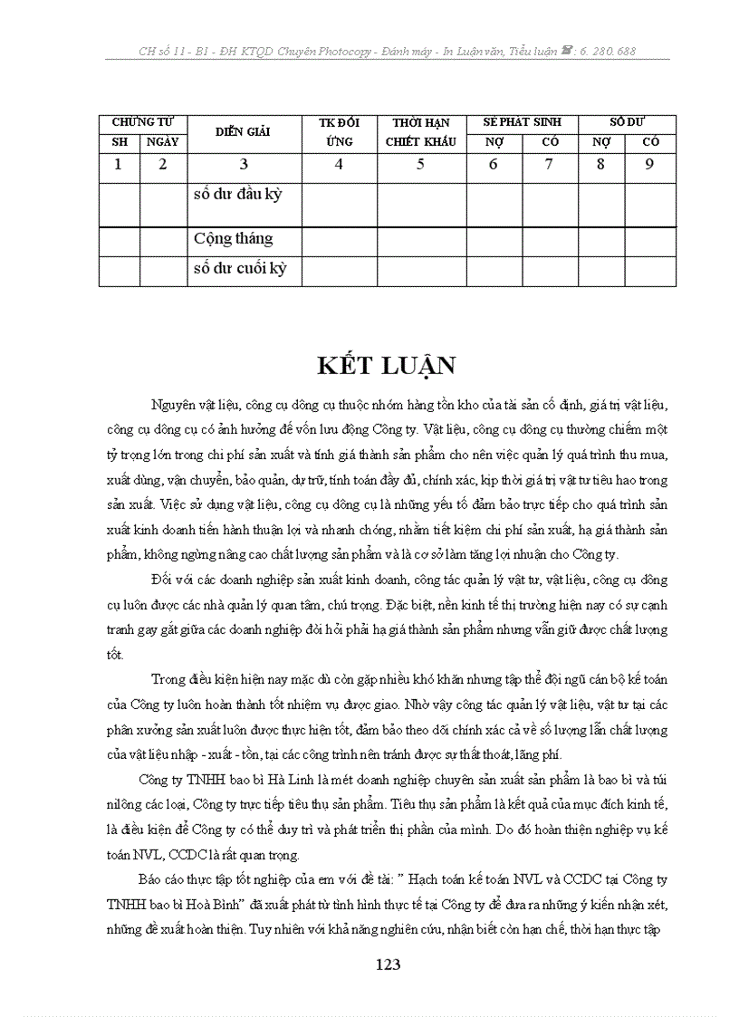 image for page Hạch toán kế toán NVL và CCDC tại Công ty TNHH bao bì Hà Linh