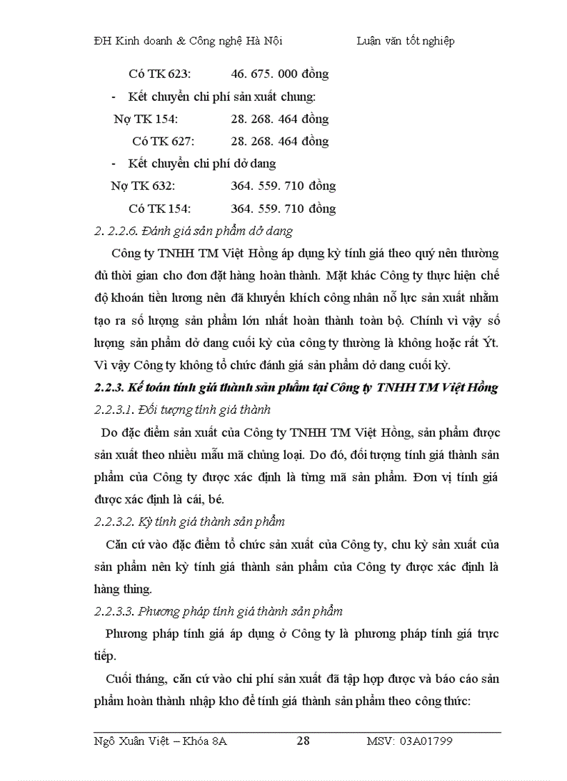 image for page Công tác tập hợp chi phí sản xuất và tính giá thành sản phẩm tại Công ty TNHH TM Việt Hồng