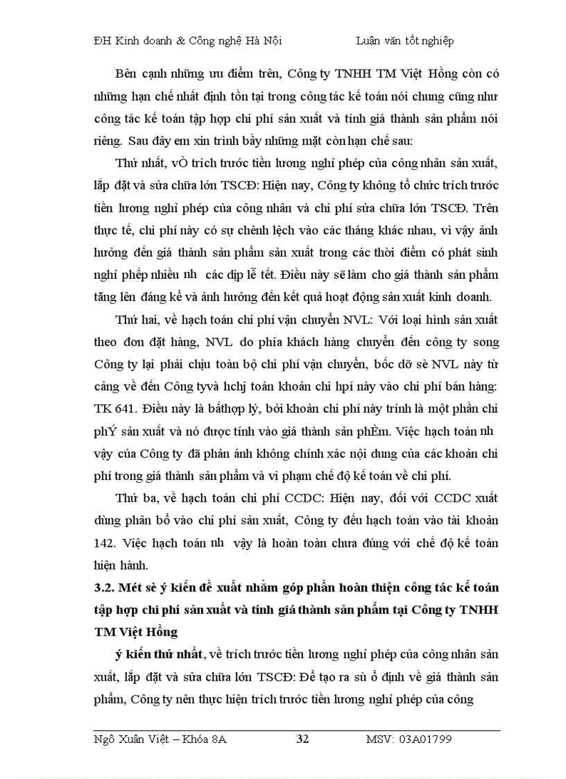 image for page Công tác tập hợp chi phí sản xuất và tính giá thành sản phẩm tại Công ty TNHH TM Việt Hồng