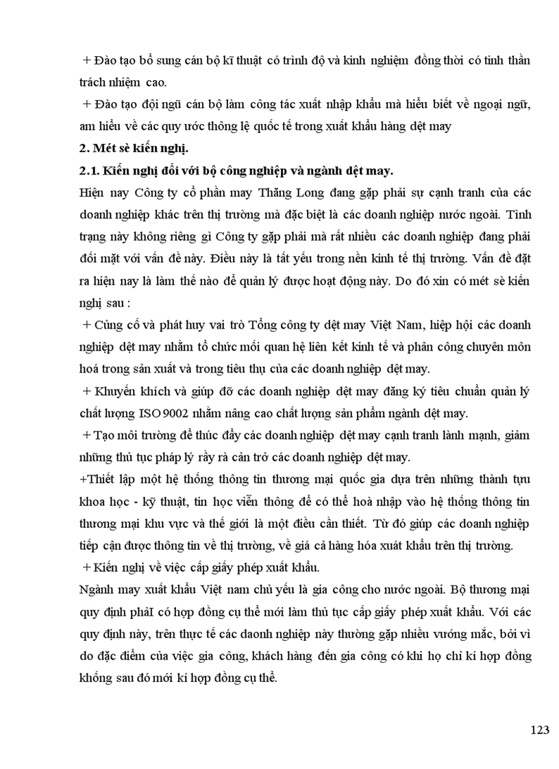 image for page Hoạt động xuất khẩu hàng dệt may của công ty cổ phần may Thăng long_ thực trạng và giải pháp